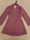 Allegra K Womens Lilac Camel Stretch Button Double Breasted Long Tailored Coat