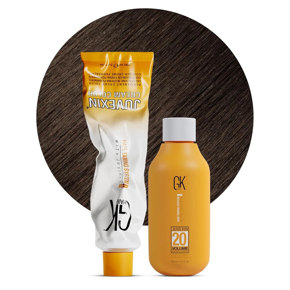 Tubo Crema Color Cabello Rubio Intenso GK HAIR 7.0 100 ml + 20 Vol Developer 150 ml Foto 1 de 1