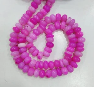Opal  Hot Pink Rondelle Smooth Beads 16 Inch 7.5-9 mm 1 Necklace Gemstone - Picture 1 of 18