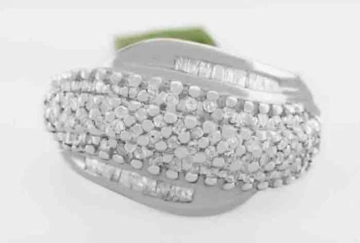 ANILLO DE CÓCTEL DIAMANTES GENUINOS PLATA DE LEY .925 - NUEVO CON ETIQUETAS - TALLA 7 Foto 1 de 4