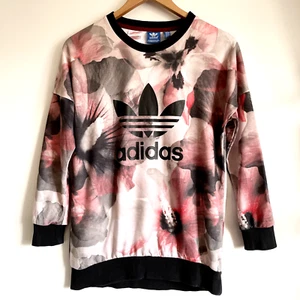 ADIDAS Teens Floral Sweatshirt Large Spell Out Logo Age 11-12 years - Picture 1 of 7
