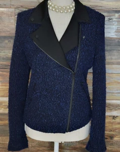 Gerard Darel Wool Blend Blue Geometric Blazer Jacket Size L (44 EU) - Picture 1 of 6