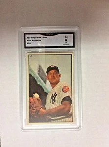 1953 BOWMAN COLOR BASEBALL ALLIE REYNOLDS  CARD #68 - GRADED GMA -EX 5 NICE CARD - Picture 1 of 2