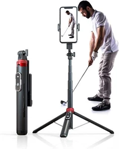 62" Phone Tripod & Selfie Stick for Golf Training, Extendable Cell Black - Zdjęcie 1 z 7