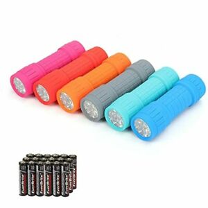 EverBrite 9-LED Flashlight 6-Pack Impact Handheld Torch Assorted Colors with Lan