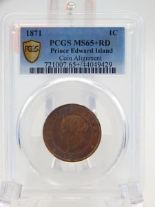1871 Isola del Principe Edoardo Centesimo Vittoriano PCGS MS 65+ ROSSO RD UN CENTESIMO (BT814) - Foto 1 di 4