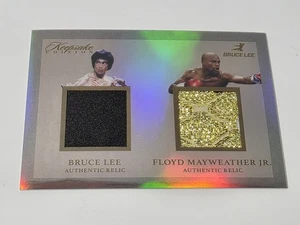 Bruce Lee & Floyd Mayweather Jr. 2024 ricordo doppia reliquia nero/oro patch (J2) - Foto 1 di 4