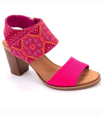 Tacones Sandalia Toms Mallorca Recortados en Rosa Tejido Multi-Floral Talla 11 Usados en Excelente Condición Foto 1 de 4