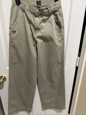 罕见 JNCO 牛仔军队女孩宽腿 Chino 棕褐色裤子 Girlie 尺寸 7 美国制造 — 第 1/4 张图片