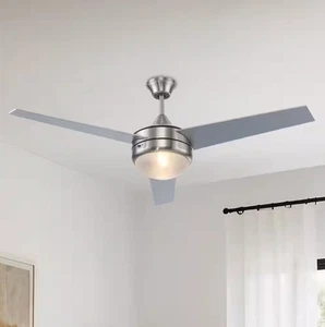 Bel Air Lighting Cappleman 52" Indoor Brushed Nickel 2-Light Modern Ceiling Fan - Picture 1 of 12