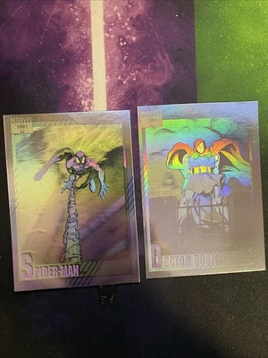 Marvel Universe Series 2 1991 - Lote de 2 hologramas #H1 #H4 Spider-Man casi nuevo/muy bueno Foto 1 de 2