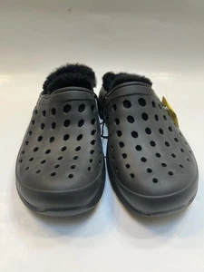 NEW-Joybees Womens Black Lightweight Faux Fur Lined Slip On Cozy Clogs Sz 8 - Picture 1 of 7