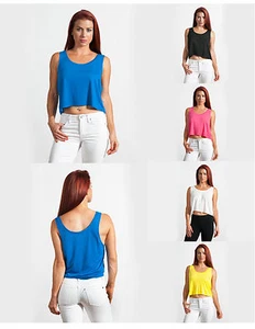 Paquete de 100 camisetas sin mangas recortadas cuadradas suaves sueltas suaves para mujer damas fitness al por mayor - Imagen 1 de 12