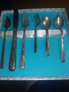 Juego de vajilla de acero inoxidable vintage Oneida de 6 piezas para niño bebé con caja - Imagen 1 de 2
