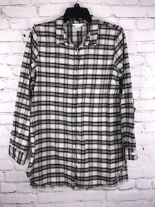 Garnet Hill Plaid Easy 100% Cotton Long Sleeve Tunic Size Small - Picture 1 of 8