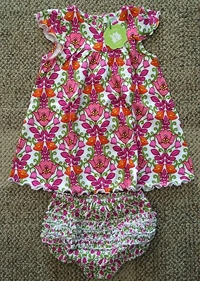Vera Bradley Lillie Bell 女婴夏季套装连衣裙 Bloomers 3-6 个月 Mos  — 第 1/4 张图片