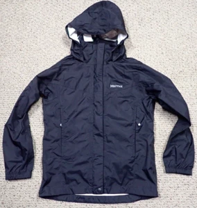 MARMOT PRECIP HOODED RAIN JACKET in Youth size Medium Black Packable/Breathable - Picture 1 of 15