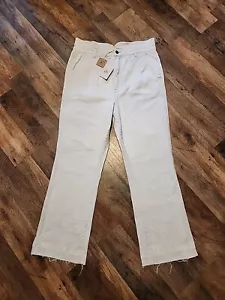 NWT Faherty Jeans Women 30 Rikki Frayed Hem Pleated LBL-LIGHT-BLUE High Rise - Picture 1 of 18