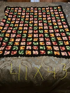 Vintage Granny Square Roseanne Crochet Blanket Throw Lap 41”X43”. DWK - Picture 1 of 5