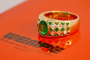 Luxuriöser WEMPE Smaragd-Diamant-Ring aus 18 Karat Gold + Original-Zertifikat - Bild 1 von 17