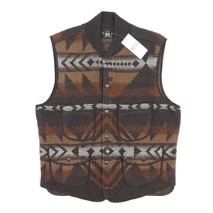 RRL Aztec Vest Small Navajo Bodywarmer Waistcoat Wool Utility Field Snap Gilet - Picture 1 of 18