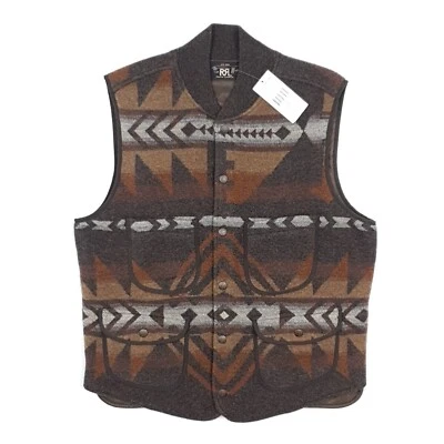 RRL Aztec Vest Small Navajo Bodywarmer Waistcoat Wool Utility Field Snap Gilet - Image 1 of 4