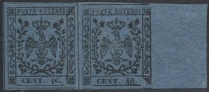 MODENA - 1852 40 C. azzurro scuro - (12/FM22) - Foto 1 di 2
