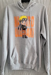 Naruto Uzumaki Ninja Heather Gray Men's Large Hoodie Shippuden Anime Pullover - Picture 1 of 3
