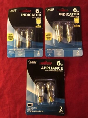 FEIT Electric 2 PACK (6 TOTAL LIGHT BULBS) 6W Indicator Appliance Clear BP6S6 - Image 1 of 2