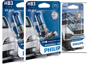 (+ W5W Parkers!) HB3 9005 PHILIPS White Vision 4300K White Light Bulbs Headlamp - Picture 1 of 7