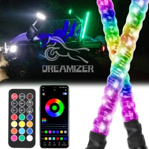 Para Yamaha Wolverine 2x 1 ft RGB Espiral LED Látigo Antena Persiguiendo ATV UTV - Imagen 1 de 8