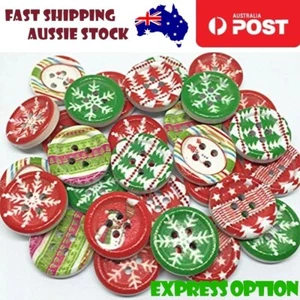 25x 18mm Round Christmas Patterns Buttons Scrapbooking Xmas Theme Buttons - Bild 1 von 2