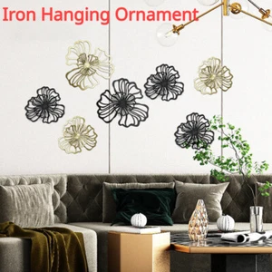 Metal Iron Wall Art Modern Hollow Flower Hanging Wall Sculpture Home Ornament - Picture 1 of 23