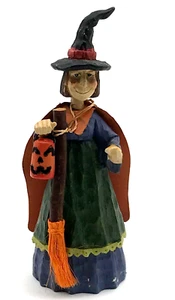 Halloween Resin Witch with Metal Orange Cape - Broken Hand ~8" - Picture 1 of 12