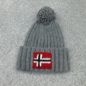 Napapijri Gorro Para Hombres Gris Semiury 5 Banderas Lana Tejido Bobble Invierno Logo 5668 - Imagen 1 de 8