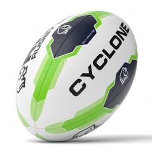 Rhino Rugby League Ball Cyclone XIII White - Match / Training / Game / 3D Grip - Picture 1 of 2