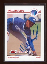 1991 Syracuse Chiefs WILLIAM SUERO Signed Card autograph AUTO BREWERS BLUE JAYS