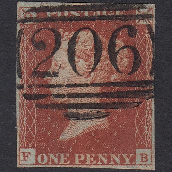 B40_26 GB QV 1841 1d RED-BROWN PLATE 45 SG8-B1(1) FB FU 4 MARGINS BREAM 206 - Image 1 of 2