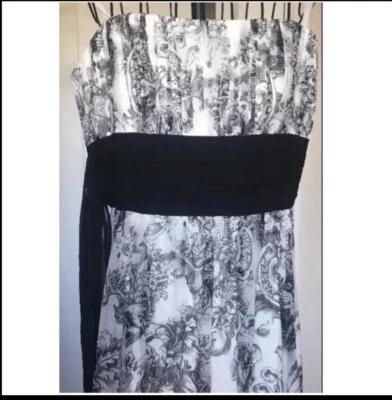 BCBG Max Azria Black White Damask Print Gown Dress - Image 1 of 4