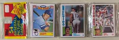 Paquete de rack Topps 1984 George Brett, Keith Hernandez, Dwight Evans, exhibición Foto 1 de 4