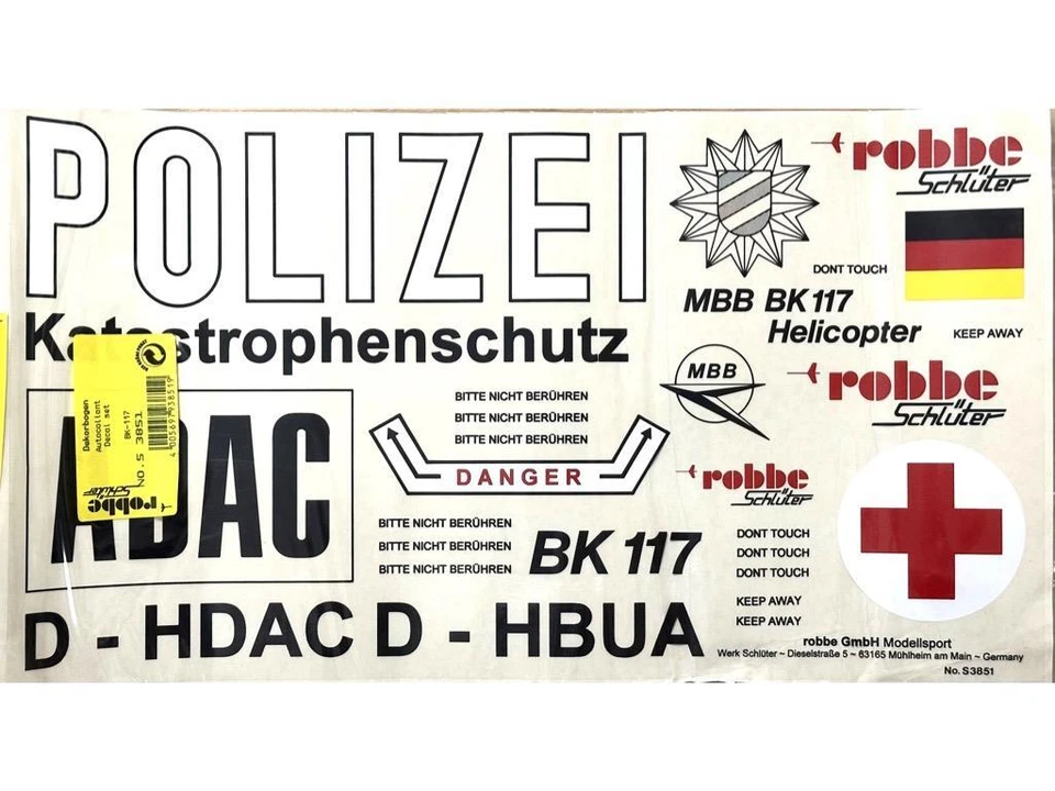 Robbe Aufkleber Blatt BK-117 : S-3851 - Bild 1 von 1
