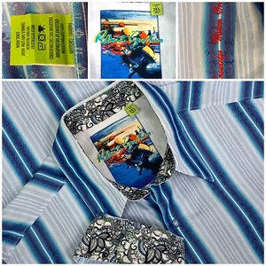 Robert Graham camicia uomo con polsini infradito taglia XXL manica lunga a righe multicolore usata in ottime condizioni - Foto 1 di 11