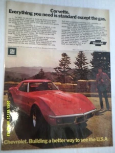 1972 Chevrolet Corvette CONVERTIBLE Print Ad (RED) Laminated ORIGINAL   - Picture 1 of 1