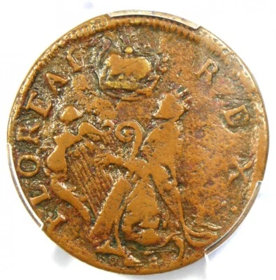 1670 New Jersey St Patrick Farthing Colonial Coin 1/4P - PCGS VF30 - $1900 Value - Image 1 of 4