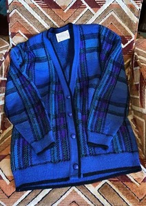 Vintage Pendleton Cardigan Plaid Thrashed Grunge Medium 1980’s 1990’s - Picture 1 of 12