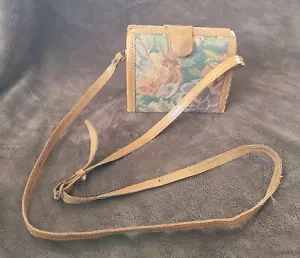 1960s Vintage Floral Tapestry Handbag Small Leather Trim Crossbody Retro - Picture 1 of 11