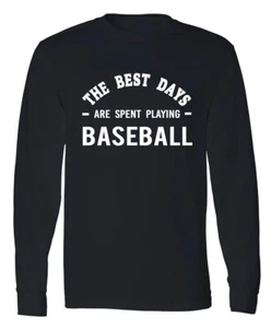 Baseball Long Sleeve T-Shirt Sports Team Baseball Lover 100% Cotton Mens Tee - Picture 1 of 2