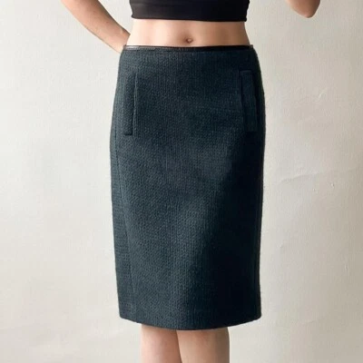 Jean Paul Gaultier Vintage 00s Verde azulado oscuro grueso mezcla de alpaca falda de punto 42 Foto 1 de 4