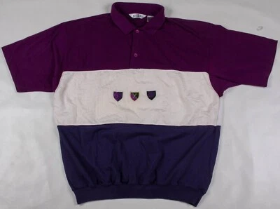 Camisa Vintage Bill Blass Bordada Fresca Nylon Parche Cuello Bloque de Color GRANDE Foto 1 de 4