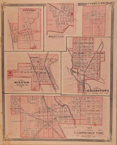 1876 Plat Map ~ HAGERSTOWN - NEWPORT - FARMLAND - MILTON, INDIANA ~ (14x17)-#138 - Picture 1 of 2